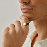 Gemstone Ribbed Ring in Gold