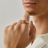 Gemstone Ribbed Ring in Gold