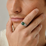 Gemstone Ribbed Ring in Silver