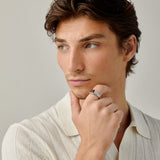 Gemstone Ribbed Ring in Silver