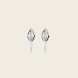 Marquise Stud Clip On Earrings in Silver