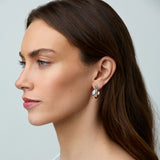 Marquise Swirl Hoop Clip On Earrings in Silver