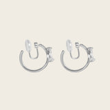 Marquise Swirl Hoop Clip On Earrings in Silver