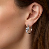 Marquise Swirl Hoop Clip On Earrings in Silver