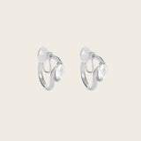 Marquise Swirl Hoop Clip On Earrings in Silver