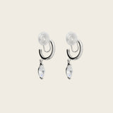 Mini Marquise Hoop Clip On Earrings in Silver