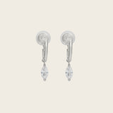 Mini Marquise Hoop Clip On Earrings in Silver