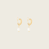 Pearl Pavé Huggie Clip On Earrings in Gold