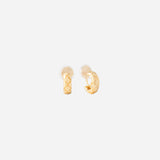 Quilted Huggie Clip On Earrings in Gold
