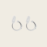 Tiny Marquise Hoop Clip On Earrings in Silver