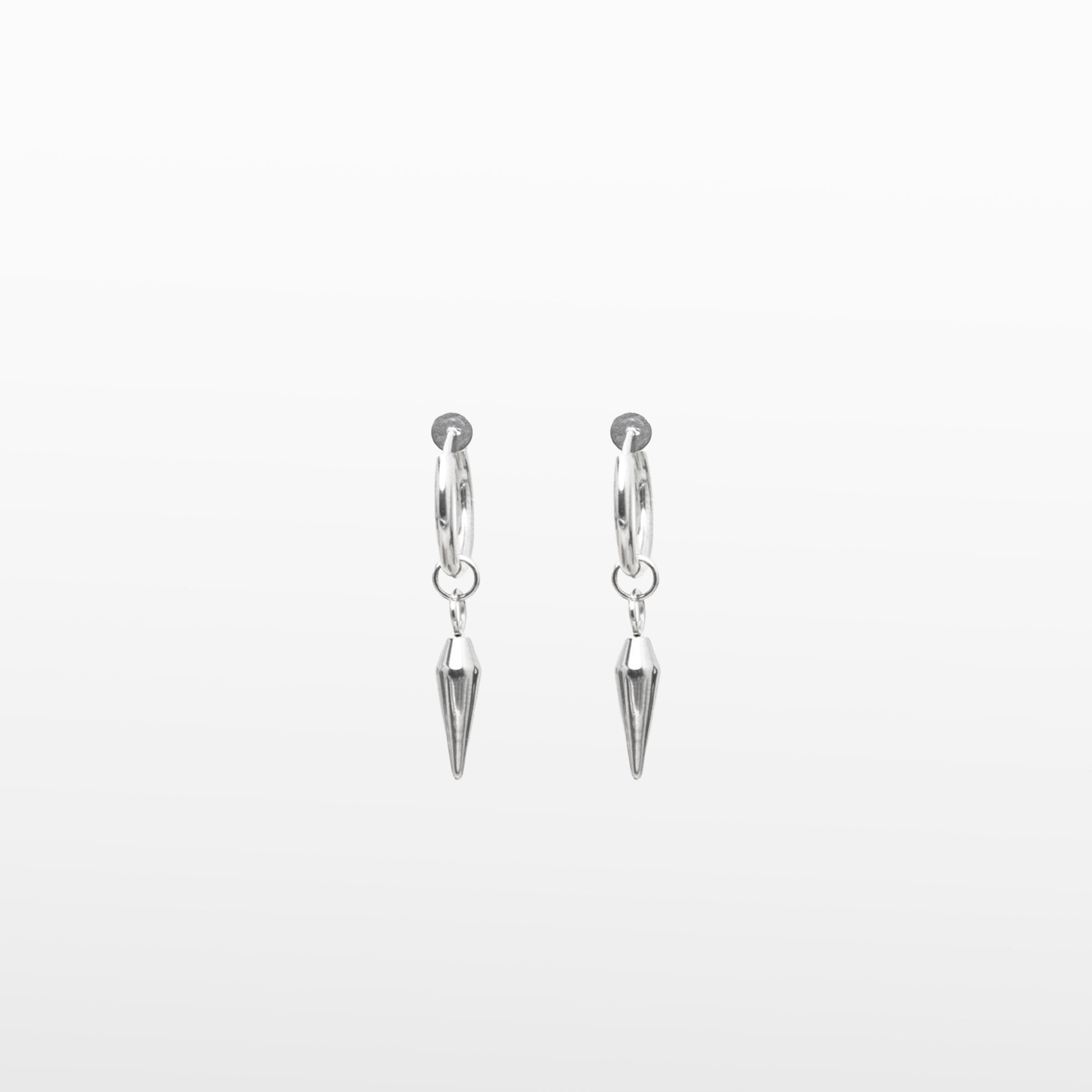 Image of the Dagger Clip On Earrings feature a sliding spring closure type, making them best suited to those with small or thin ears. The earrings are capable of providing a secure hold for an average of 2-4 hours, and have the ability to adjust automatically to the thickness of your earlobes. Crafted from stainless steel, each pair includes a single set of earrings.
