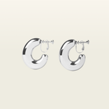 Chunky Oval Hoop Clip On Earrings in Silver