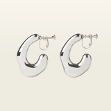 Curvy Hoop Clip On Earrings in Silver