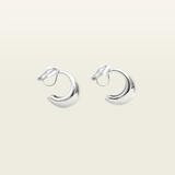 Dome Hoop Clip On Earrings in Silver