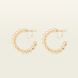 Large Croissant Hoop Clip On Earrings in Gold