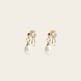 Image of the Elio Clip On Earrings. Designed for all ear types, these elegant earrings provide a secure hold for up to 24 hours. Enjoy unparalleled comfort and style, perfect for those with sensitive or stretched ears. Upgrade your style effortlessly with Elio.