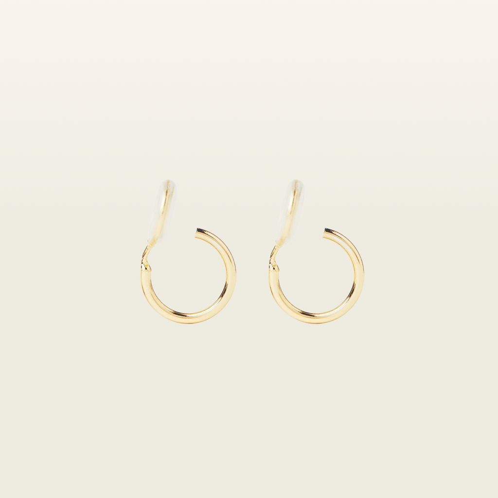Tiny Hoop Clip On Earrings in Gold