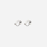 Bezel Stud Clip On Earrings in Silver
