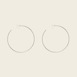 Oversized Thin Hoop Clip On Earrings in Silver