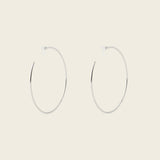Oversized Thin Hoop Clip On Earrings in Silver
