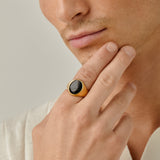 Black Oval Signet Ring in Gold