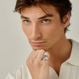 Black Oval Signet Ring in Silver