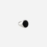 Black Oval Signet Ring in Silver