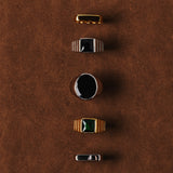 Gemstone Ribbed Ring in Silver