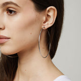 Oversized Thin Hoop Clip On Earrings in Silver