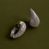Sarah Pavé Clip On Earrings in Silver