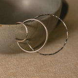 Medium Thin Hoop Clip On Earrings in Silver