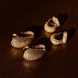 Sarah Pavé Clip On Earrings in Gold