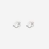 Cushion Stud Clip On Earrings in Silver
