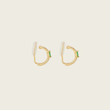 Pavé Gem Huggie Clip on Earrings in Gold