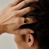 Gemstone Ribbed Ring in Gold