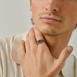 Gemstone Ribbed Ring in Silver