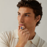 Gemstone Ribbed Ring in Silver