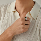 Gemstone Ribbed Ring in Silver