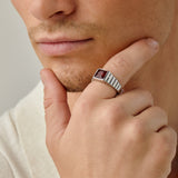 Gemstone Ribbed Ring in Silver