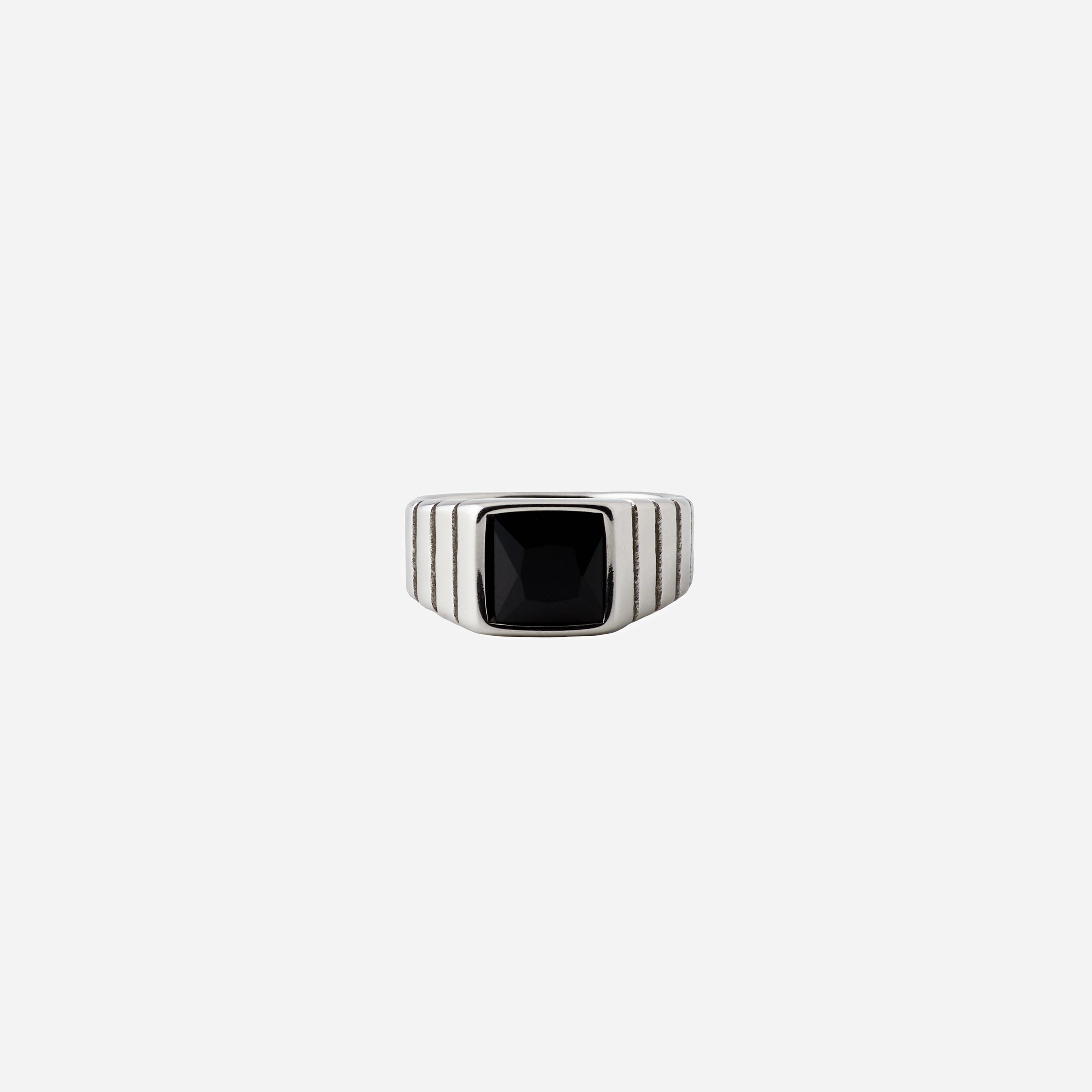 Gemstone Ribbed Ring in Silver