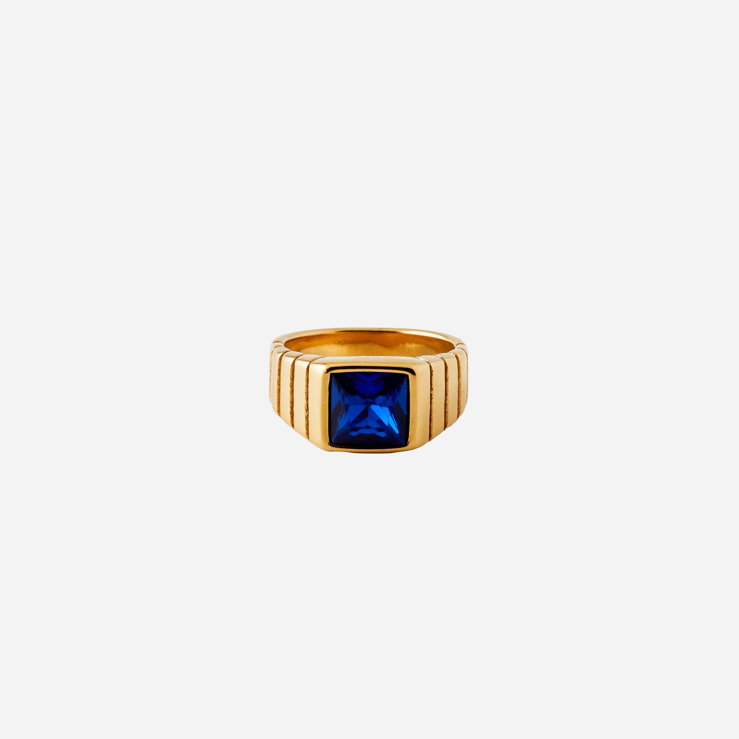 Gemstone Ribbed Ring in Gold