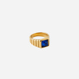 Gemstone Ribbed Ring in Gold