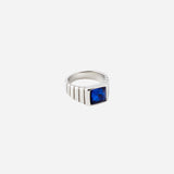 Gemstone Ribbed Ring in Silver