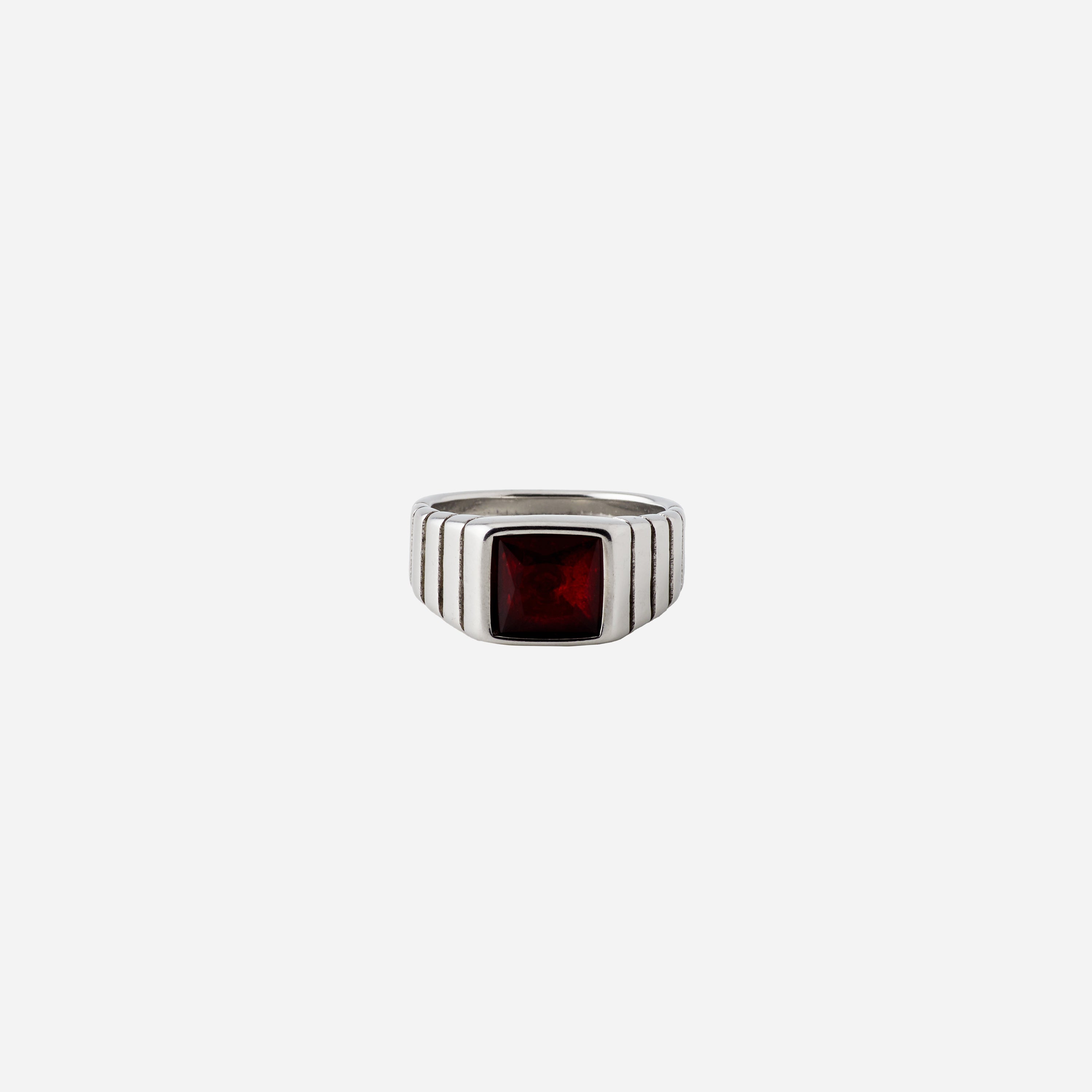 Gemstone Ribbed Ring in Silver