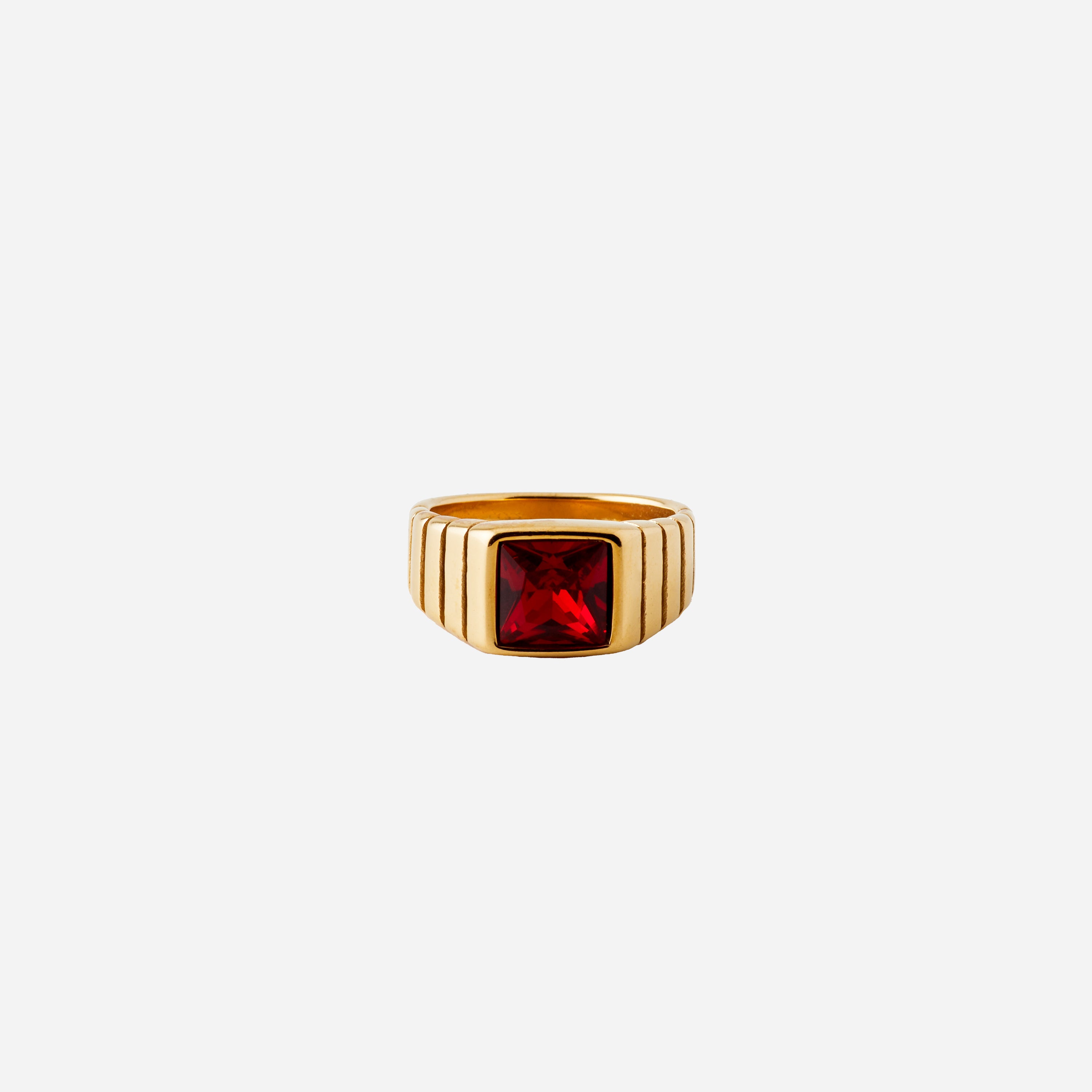 Gemstone Ribbed Ring in Gold