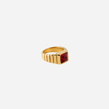 Gemstone Ribbed Ring in Gold
