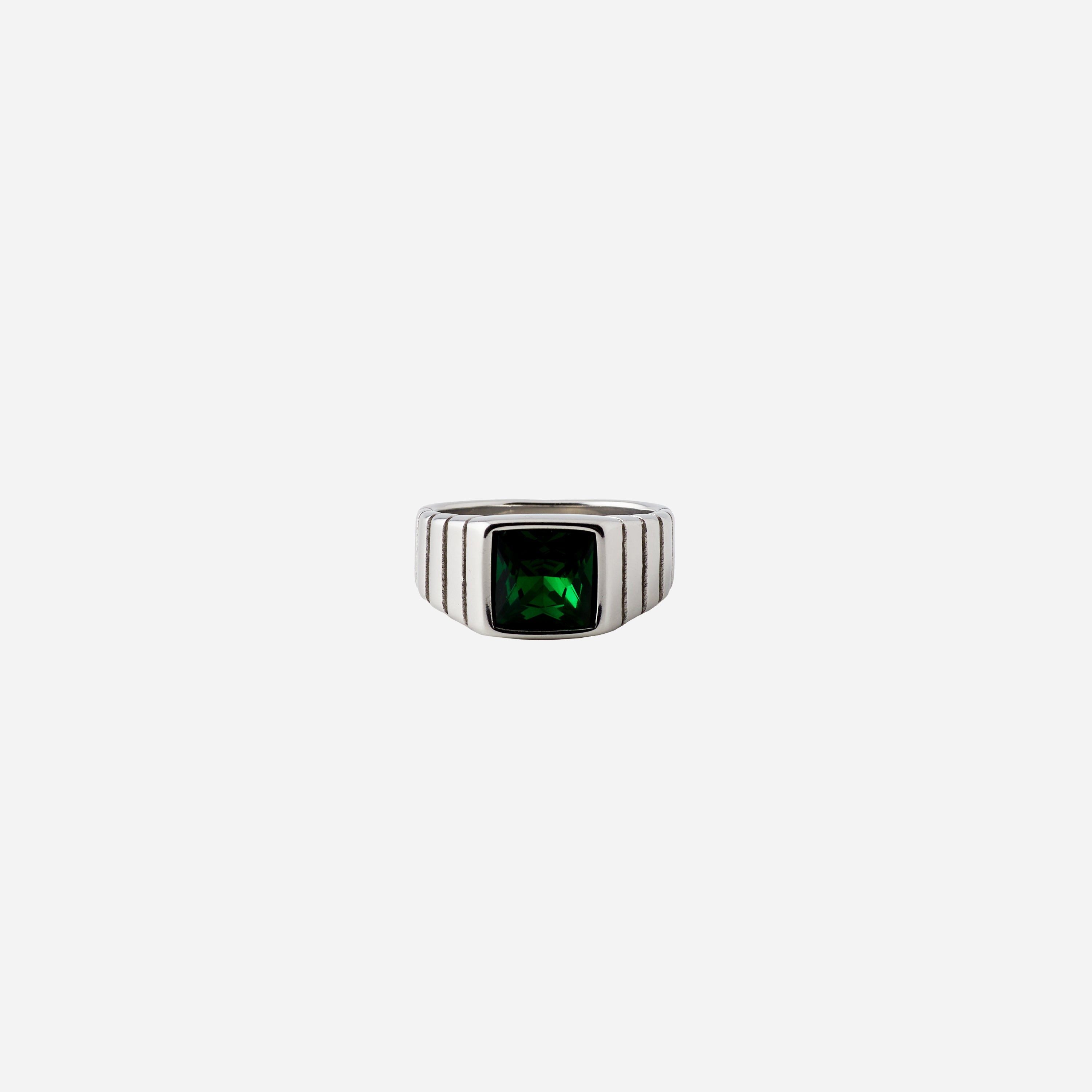 Gemstone Ribbed Ring in Silver