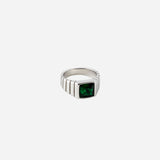Gemstone Ribbed Ring in Silver