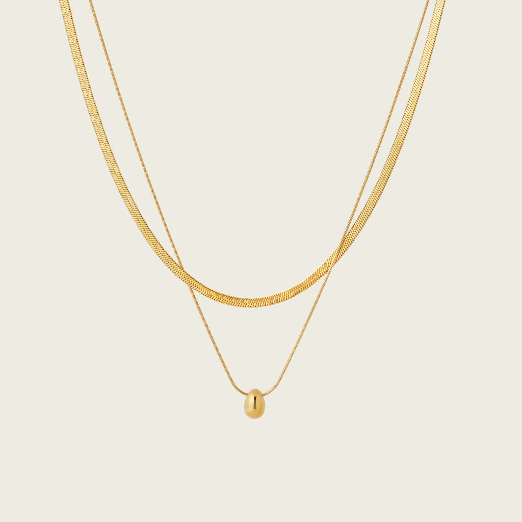 Herringbone Duo Necklace in Gold