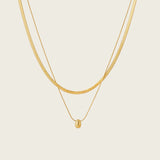 Herringbone Duo Necklace in Gold